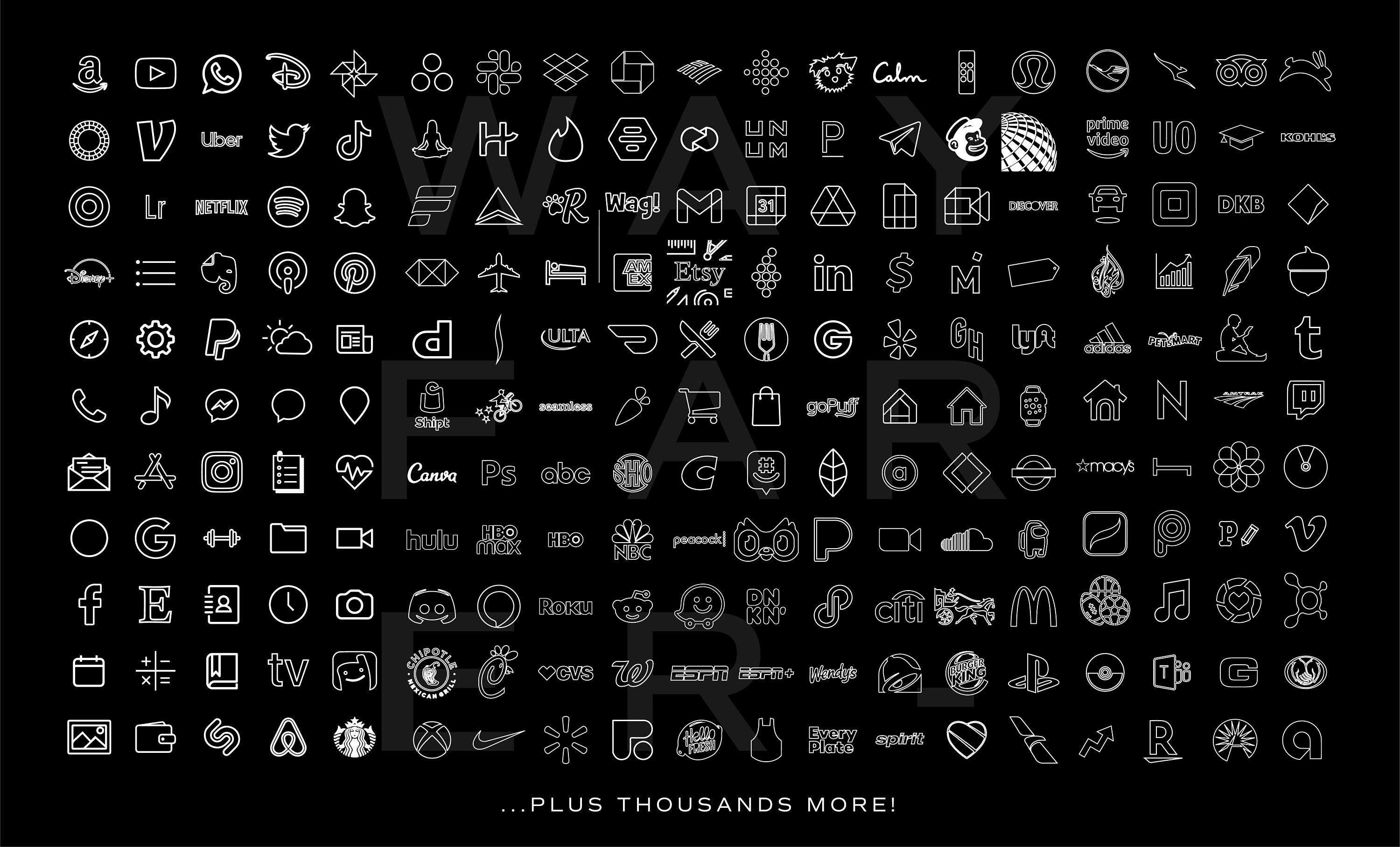 2500 iOS14 App Icons Black Aesthetic iOS 14 App Icons Dark Etsy