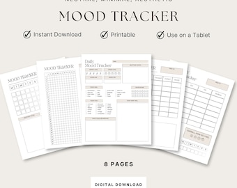 Printable Mood Tracker, Daily Mood Tracker, Weekly Mood Tracker, Printable Mood Tracker, Mood Tracker Printable Kit, Happiness Tracker