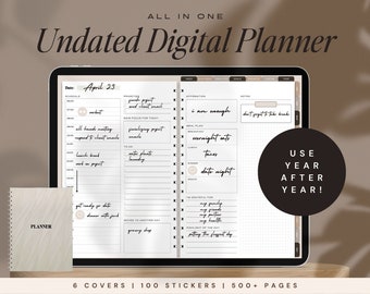 Goodnotes Planner, Undated Digital Planner, Notability Planner, iPad Planner, Daily Digital Planner, Aesthetic Personal Life Planner