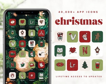 Plus de 40 000 icônes d’application de vacances iOS 17, icônes d’application de Noël, icônes iOS esthétiques, couvertures d’application iPhone widget, icônes d’application d’hiver, icônes rouges et vertes