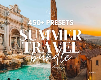 450+ Summer Travel Lightroom Preset Bundle, Beach, Vibrant, Aesthetic, Outdoor, Natural, Retro, Warm, Bright, Photo Editing Presets