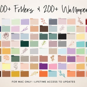 2100以上のフォルダと200以上の壁紙オーガナイザーバンドルデスクトップフォルダアイコンMacBookフォルダアイコンニュートラルミニマルデスクトップラップトップの背景