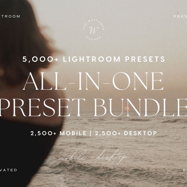 5000+ All-In-One Lightroom Preset Bundle | Vintage, Boho, Warm, Neutral, Film, Aesthetic, Holiday, Instagram, Photographer, Blogger Presets