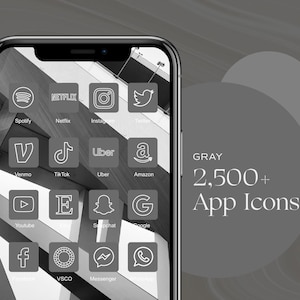 2500+ iOS 18 App Icons, Gray Aesthetic, Minimal iOS Icons, Widget iPhone, Dark Mode iOS App Icon Cover, iPhone App Icons, Grey Icon Pack