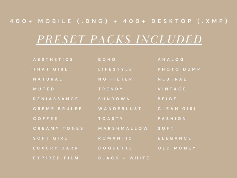 400 Lightroom Preset Bundle Luxury Aesthetic Presets, Clean Neutral Photo Editing Filter for Instagram Influencer Lifestyle Bloggers image 2