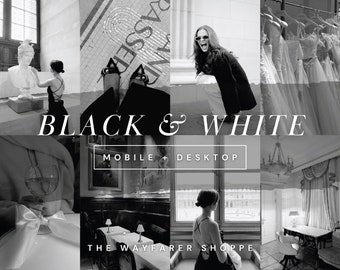 15 Black and White Mobile Lightroom Presets, Monochrome Instagram Filters, Timeless Wedding Presets, Lifestyle Presets, Portrait Presets