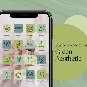 17000+ iOS 18 App Icons Green Aesthetic, iPhone iOS Icons, Widget iPhone, Pastel App Icons, iOS Icons, Sage Icons, Mint Icons, iPhone Icons