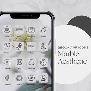2500+ iOS 18 App Icons Marble Aesthetic, Widget iPhone, iOS Icon Pack, White Minimal App Icon Pack, Aesthetic App Design, iPhone Home Screen