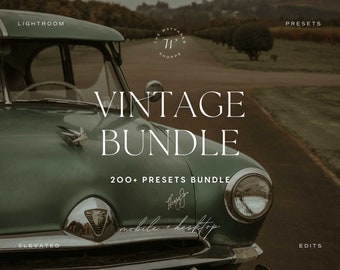 200+ Vintage Lightroom Preset Bundle, Moody Boho Retro Film Influencer Presets for Bloggers, Dark Academia, Film Camera, Old Money Aesthetic