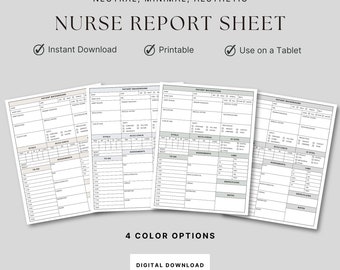 Printable Nursing Report Sheet, Nurse Brain Sheet, Single Patient Reporting, Report Sheet Nurse, ICU Nurse Resource, Med Surg Report Sheet