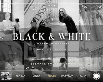 15 Black and White Lightroom Presets | Monochrome Instagram Filters | Wedding Portraits Lifestyle Presets for Mobile & Desktop