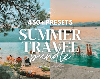 450+ Summer Travel Lightroom Preset Bundle | Aesthetic, Beach, Outdoor, Travel Blogger, Natural, Vibrant, Retro Presets for Instagram