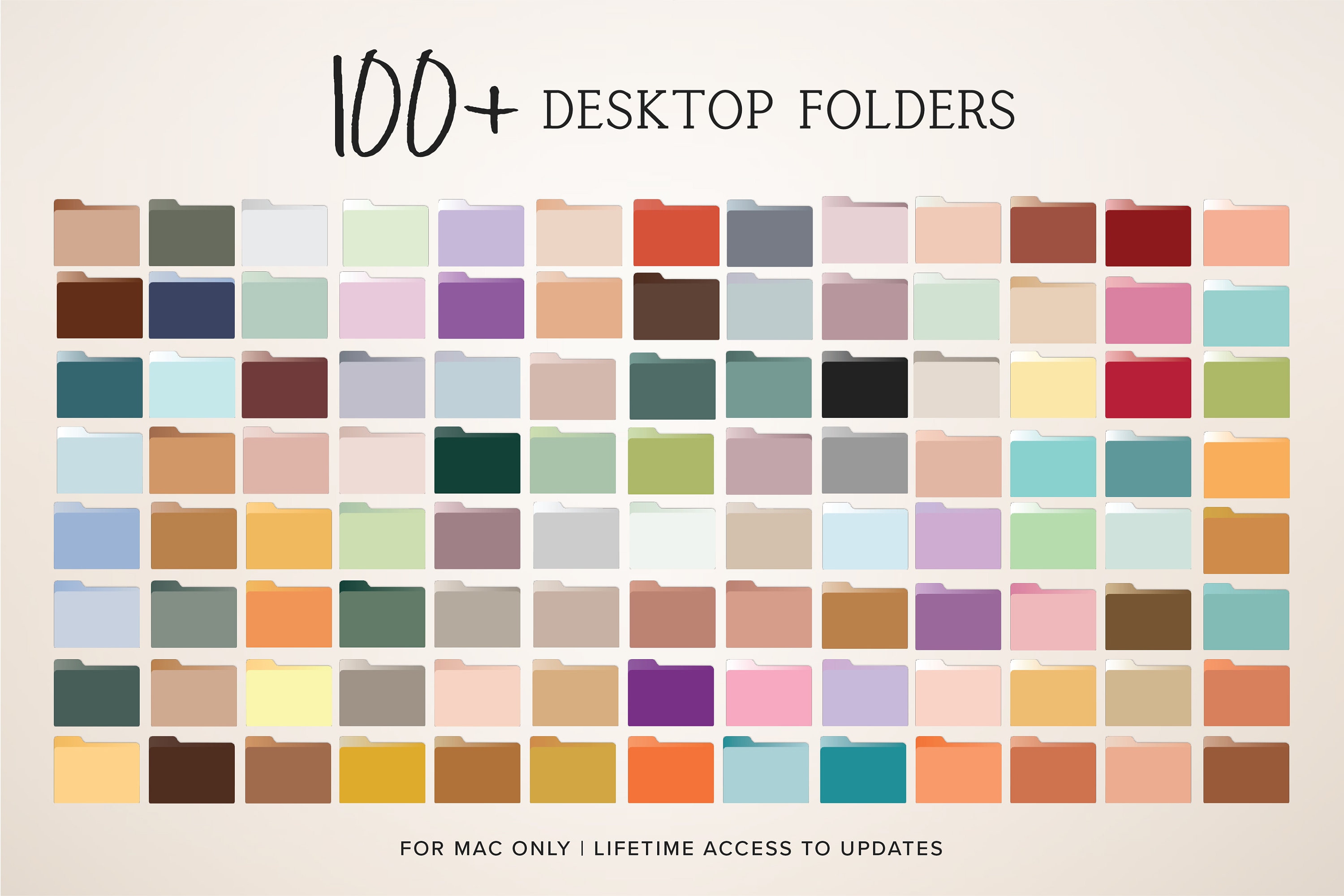100+ Bundle Desktop Folder Icons MacBook Folder Icons Neutral Minimal Desktop Aesthetic Icon, Mac Computer Folder, Illustrated Laptop Icons