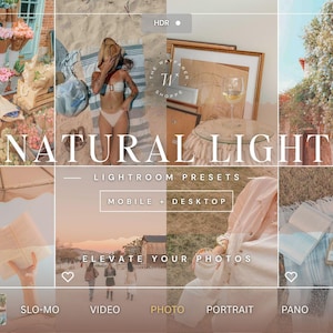 15 ajustes preestablecidos de Lightroom con luz natural para blogueros de estilo de vida/estética, verano, interiores y exteriores, influencers de Instagram.