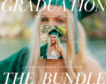 15 Graduation Lightroom Presets AND Mobile Video Filters Bundle | Bright Presets, Vibrant Presets, Natural Aesthetic Photographer Presets