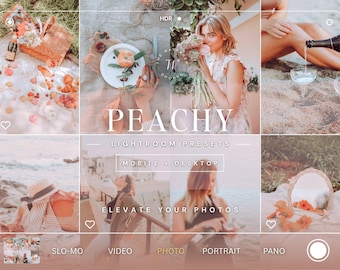 15 Peachy Lightroom Presets, Creamy Influencer Mobile & Desktop Presets, Bright Blogger Instagram Lifestyle Fashion Pink Presets