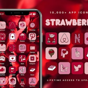 10.000+ SCHWARZE iOS 18 App-Symbole, rosa Ästhetik, Widget iPhone, iOS-Symbole, iPhone App-Symbole, rote App-Symbole, rosa Valentinstag-Icon-Paket