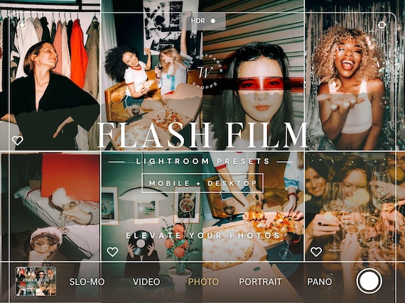 25 Flash Film Mobile Lightroom Presets, Retro Vintage Presets for Instagram, Instant Camera Presets for Bloggers, Disposable Camera Preset