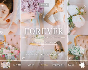 25 ajustes preestablecidos de Lightroom para bodas: filtros brillantes, naturales, suaves y para exteriores, ideales para bodas, primavera y edición estética.