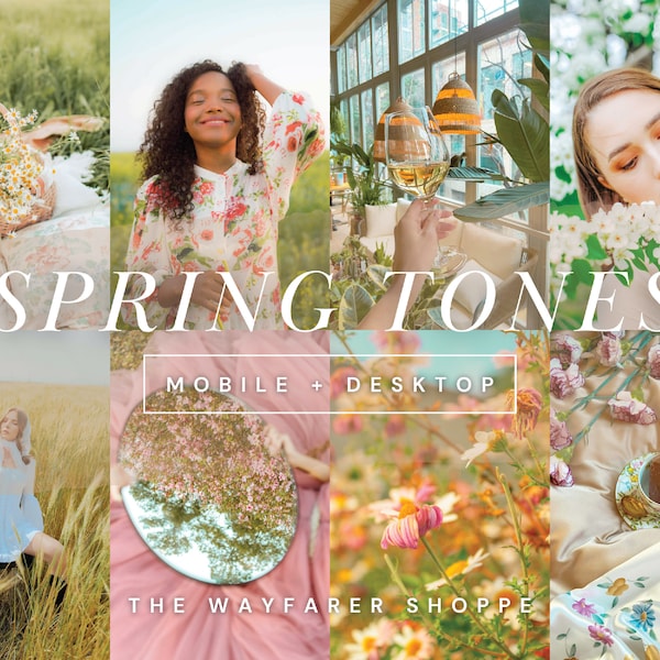 20 Spring Mobile Lightroom Presets | Light and Airy, Bright Clean Instagram Preset, Influencer Blogger Instagram Preset for Photo Editing