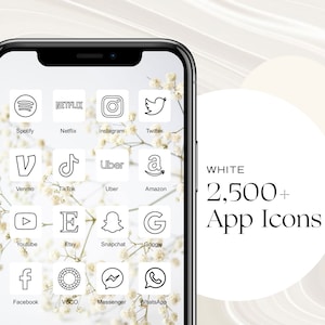 2500+ iOS 18 App Icons, White Aesthetic, Minimal App Icons, iOS Icons, Widget iPhone, White App Icons, iPhone App Icon Pack, Black App Icons
