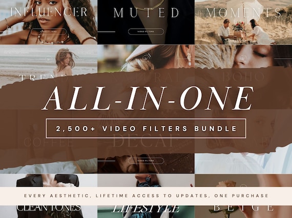 2,500+ All-In-One Video LUTS Bundle, Mobile Video Filters, Aesthetic Video LUTS, Video Editing Filters, LUTs for Vlogs, Videographer Filters