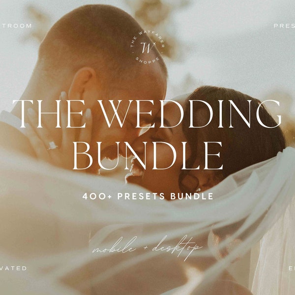 400+ Lightroom Preset Bundle | Aesthetic Wedding Presets, Natural Instagram Photo Preset, Warm Golden Hour Professional Photographer Presets