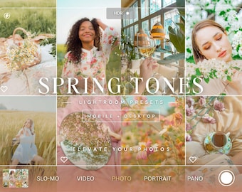 20 Spring Mobile Lightroom Presets | Light and Airy, Bright Clean Instagram Preset, Influencer Blogger Instagram Preset for Photo Editing