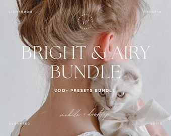 200+ Bright & Airy Lightroom Preset Bundle | Natural, Portrait, Spring Summer, Indoor Outdoor Clean Aesthetic Photo Filters, Vibrant Presets