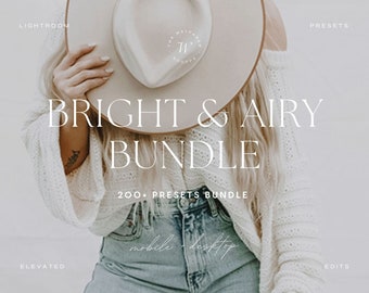 200+ Bright Airy Lightroom Preset Bundle | Natural Light Photo Filters, Indoor & Outdoor Presets, Aesthetic, Clean Vibrant Lifestyle Editing