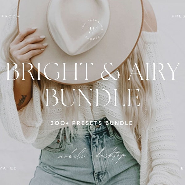 200+ Bright Lightroom Preset Bundle, Light and Airy Presets, Clean Instagram Presets Natural Photo Filters Aesthetic Blogger Presets