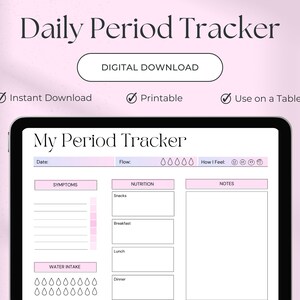 Daily Period Tracker, Period Tracker Printable, Digital Period Tracker, Period Planner, Symptom Tracker, Mood Tracker, Menstrual Tracker