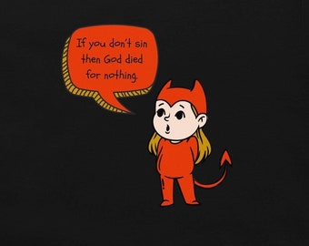 Funny Devil Girl T-Shirt: Ironic Atheist Clothing