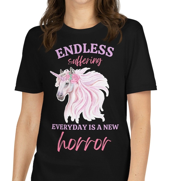 Endless Suffering Everyday Is a New Horror Mental Health Elder Emo Short-Sleeve Unisex T-Shirt Y2k Cursed Twitter Meme Paris Hilton