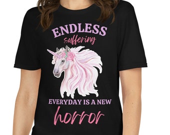 Endless Suffering Unicorn Graphic Tee - Mental Health Emo T-Shirt