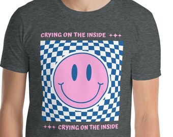 Dark Humor Smiley Face T-Shirt: Weirdcore Ironic Mental Health Tee