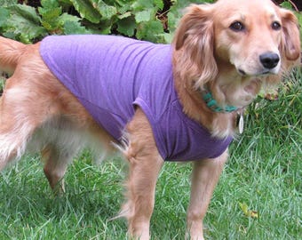 Blank Purple Dog Shirt for Medium to Larger Breeds | Heathered Cotton Poly Blend