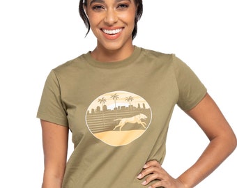 Organic Cotton Dog Mom Running Shirt | Olive Green Animal Lover Tee