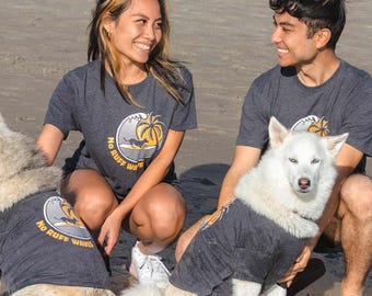 Matching Dog And Owner Surf Shirts | Organic Cotton Blend In Heather Gray, Pup Mom Or Dad Gift