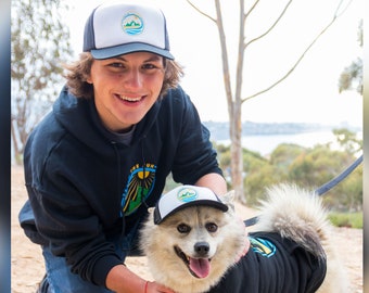 Passender Hund und Besitzer Trucker Hat von Fetch The Sun und PupLid, Schwarz, Hund Mama und Hund Papa Hüte, für kleine und große Rassen, Geschenk für Hundeliebhaber