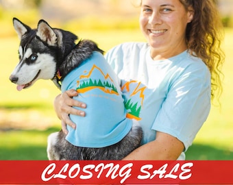Matching Dog and Owner Hiking Shirts in Light Blue, Shirts Sold Separately