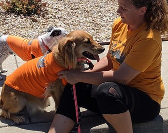 Matching Dog and Owner Running Shirts | Orange Pet Tops, Men's, Women's Sizes