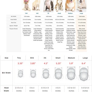 A size chart for Fetch the Sun and PupLid dog trucker hats. There is a breed recommendation guide on top. Then there is a size in inch guide on the bottom. The dog trucker hats fit big and tiny dogs. Please email us if you need help.