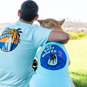 Matching Dog and Owner Surf Shirts by Fetch the Sun, Light Blue, Men's Matching Pet Clothes for Dog Dad Gifts, Small and Large Dog Breeds