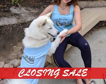 Matching Women & Dog Tank Tops, Running Design In Blue