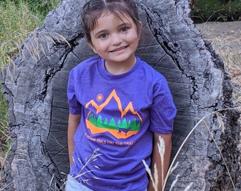 Boys and Girls Hiking Shirts in Purple by Fetch the Sun, Perfect Gift for Dog Loving Kid or for Back to School, Dog Themed Nature Shirt