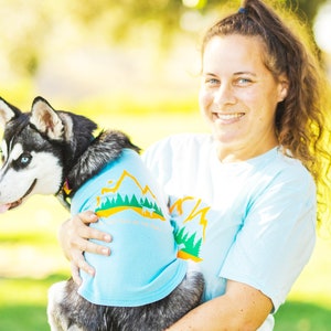 Matching Dog and Owner Hiking Shirts by Fetch The Sun, Light Blue, Perfect Dog Dad or Dog Mom Gift, Dog Clothes Fits Small & Large Breed