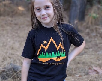 Boys and Girls Hiking Shirts in Black by Fetch the Sun, Perfect Gift for Dog Loving Kid or for Back to School, Dog Themed Nature Shirt