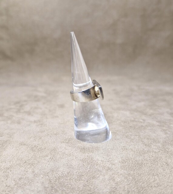 Sterling Onyx Ring Rectangular Silver Modernist M… - image 2