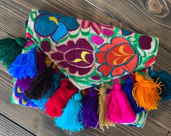 Handmade embroidered clutch